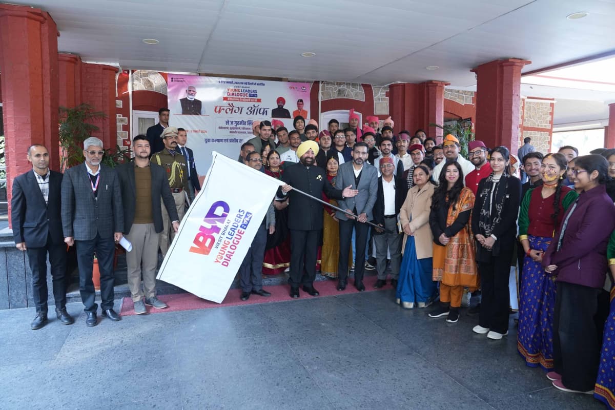 Flag-off ceremony for Uttarakhand youth delegation to Viksit Bharat Young Leaders Dialogue 2026 in New Delhi, with delegates in traditional regional attire