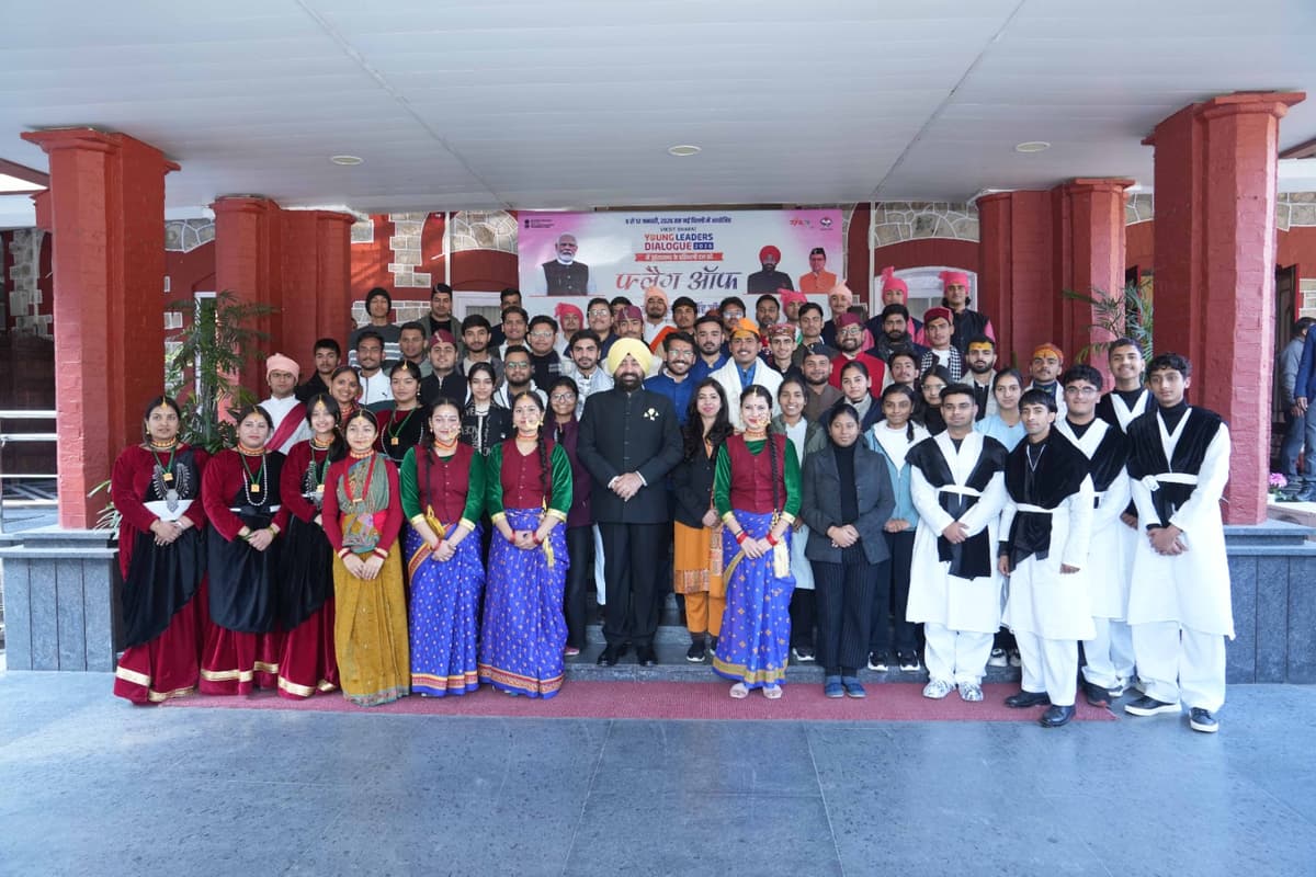 Uttarakhand youth delegates in traditional Garhwali and Kumaoni attire at the Viksit Bharat Young Leaders Dialogue 2026 flag-off